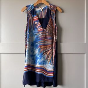 Anthropologie TINY Orange Mot‎ Tunic Dress Women Sz XS Sleeveless V-Neck  Art